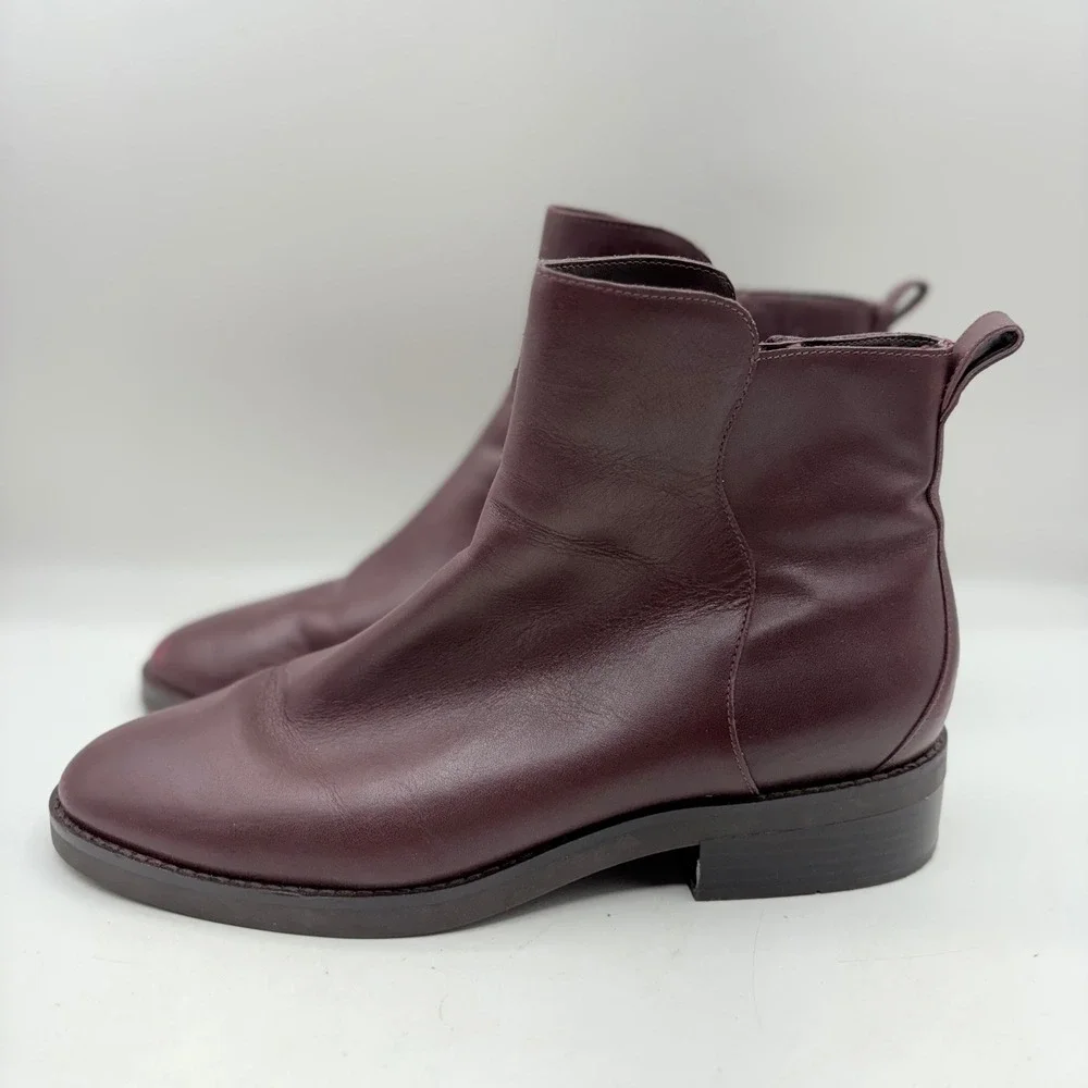 Cole‎ Haan River Chelsea Bootie Ankle Boots Burgundy Leather Side Zip Women 11